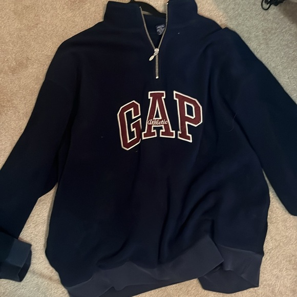 NAVY BLUE | VINTAGE OVERSIZED ATHLETIC FLEECE QUATER ZIP SWEATER | GAP | XXL | - Picture 3 of 6